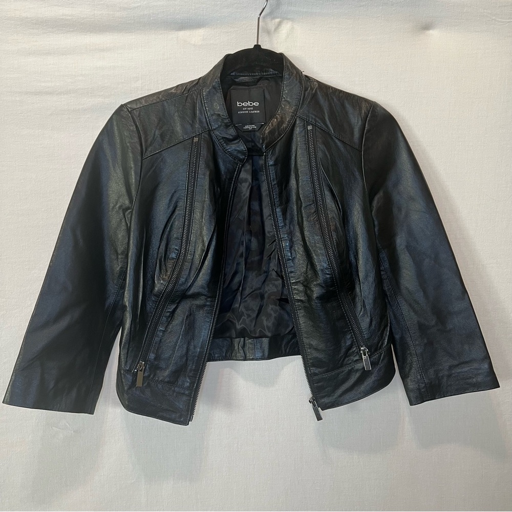 Bebe, Women's Black 100% Leather Jacket, Size S/P